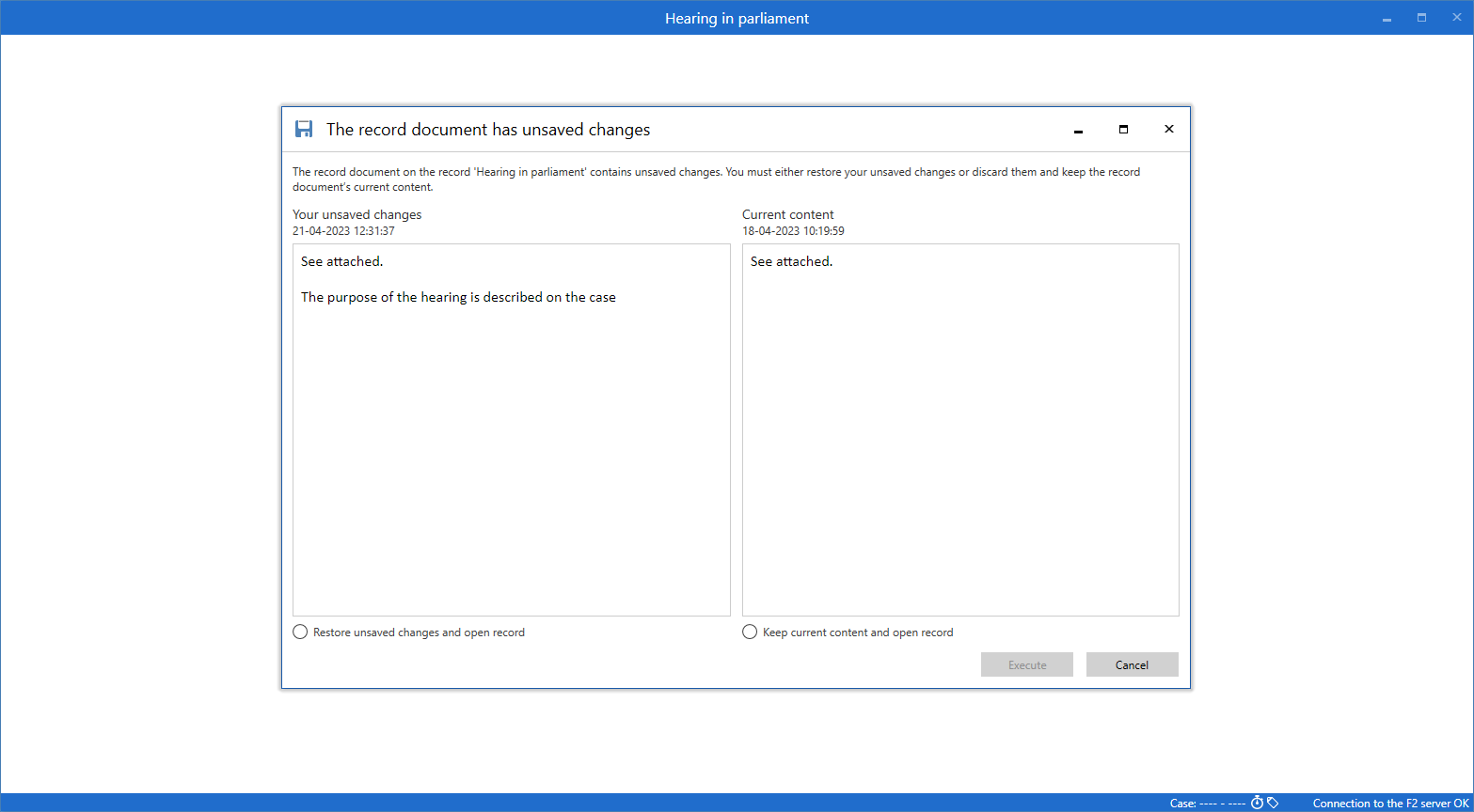 document recovery open record