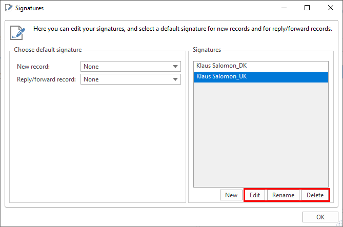 edit rename delete signatures