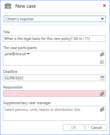 new case template field