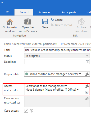 reduce access record
