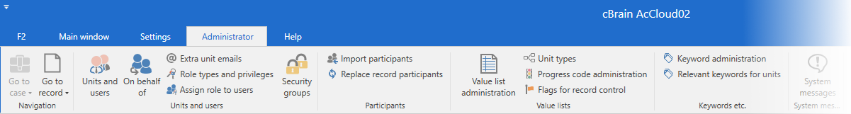 administrator tab