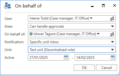 behalf of approvals