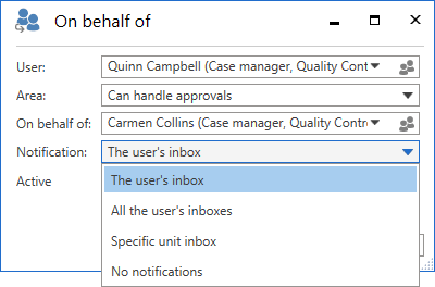 behalf of notifications