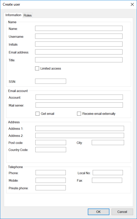 create user dialogue