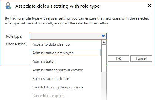 default setting roletype drop down