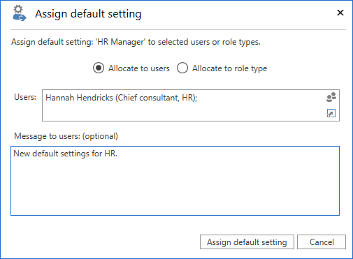 default setting window