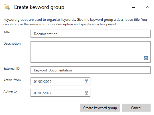 keyword group create