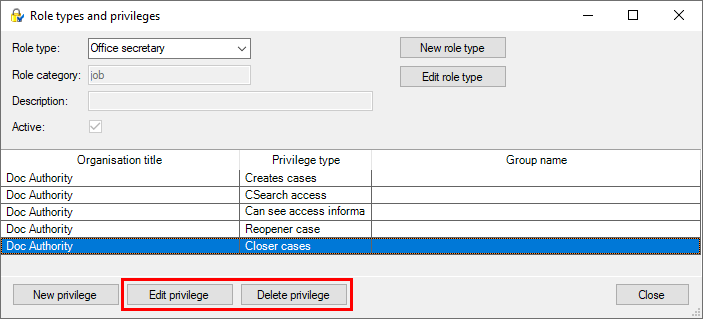 privileges edit delete