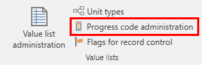 progress codes administration menu item