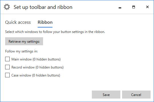 ribbon settings ribbon