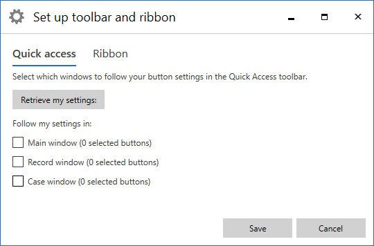 ribbon settings toolbar