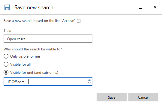 save unit search