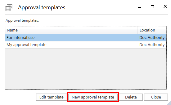new shared approval template