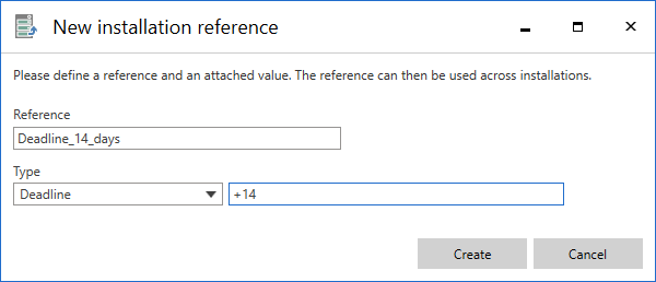 create new installation reference