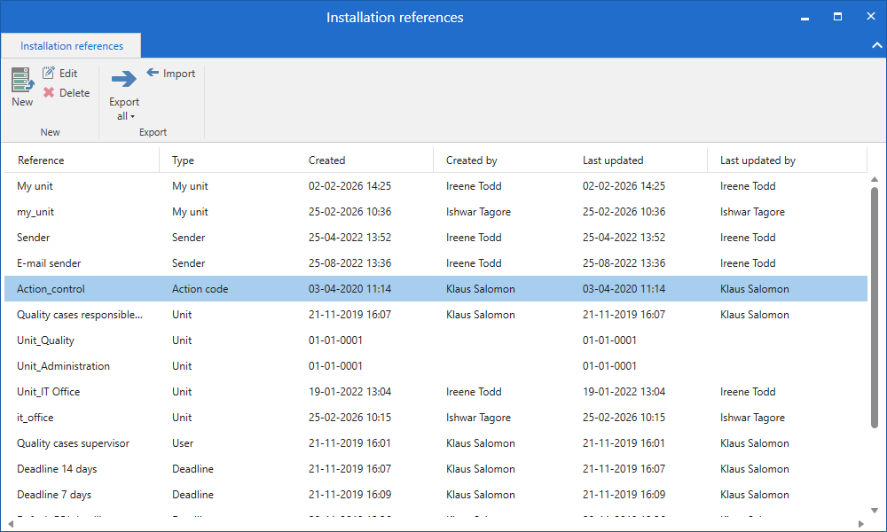 installation reference window