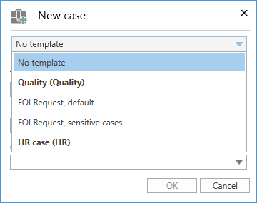 new case dropdown