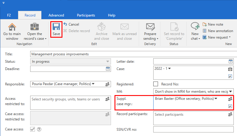 add supplementary record
