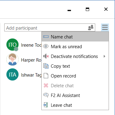functions chat window
