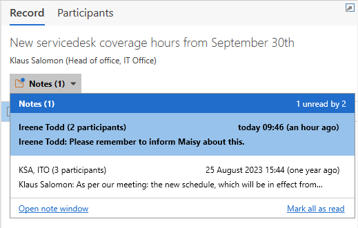 note unread open preview