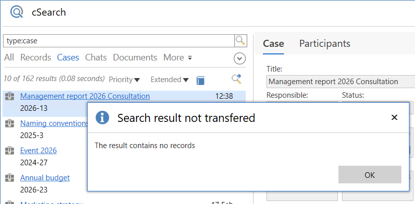 result not transfered