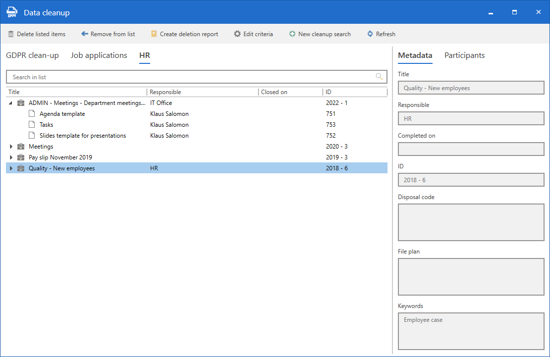 data cleanup window