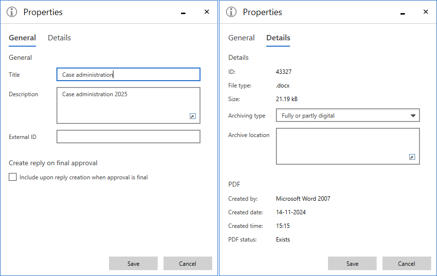 document properties