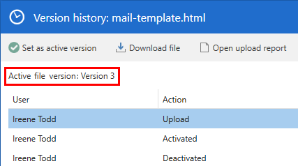 active version number