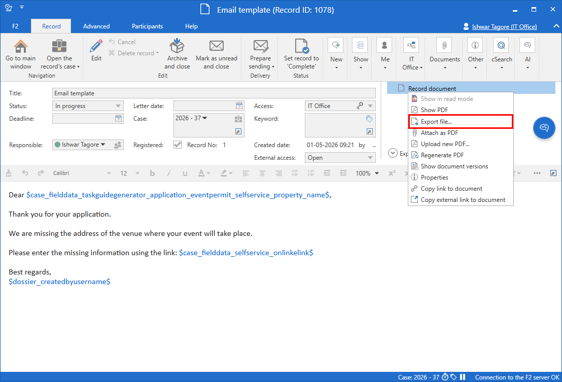 create mail template