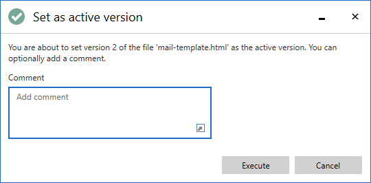 dialogue set as active version