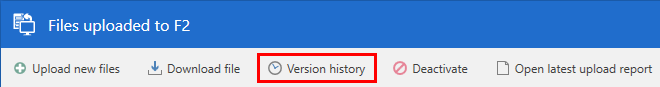 version history menu item dialogue