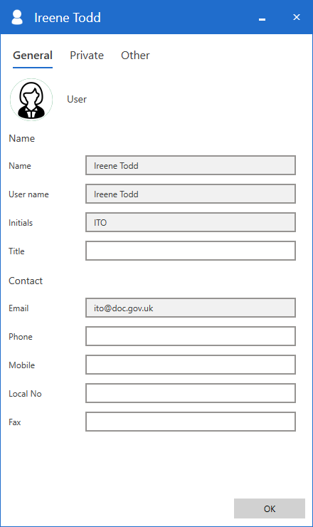 user properties