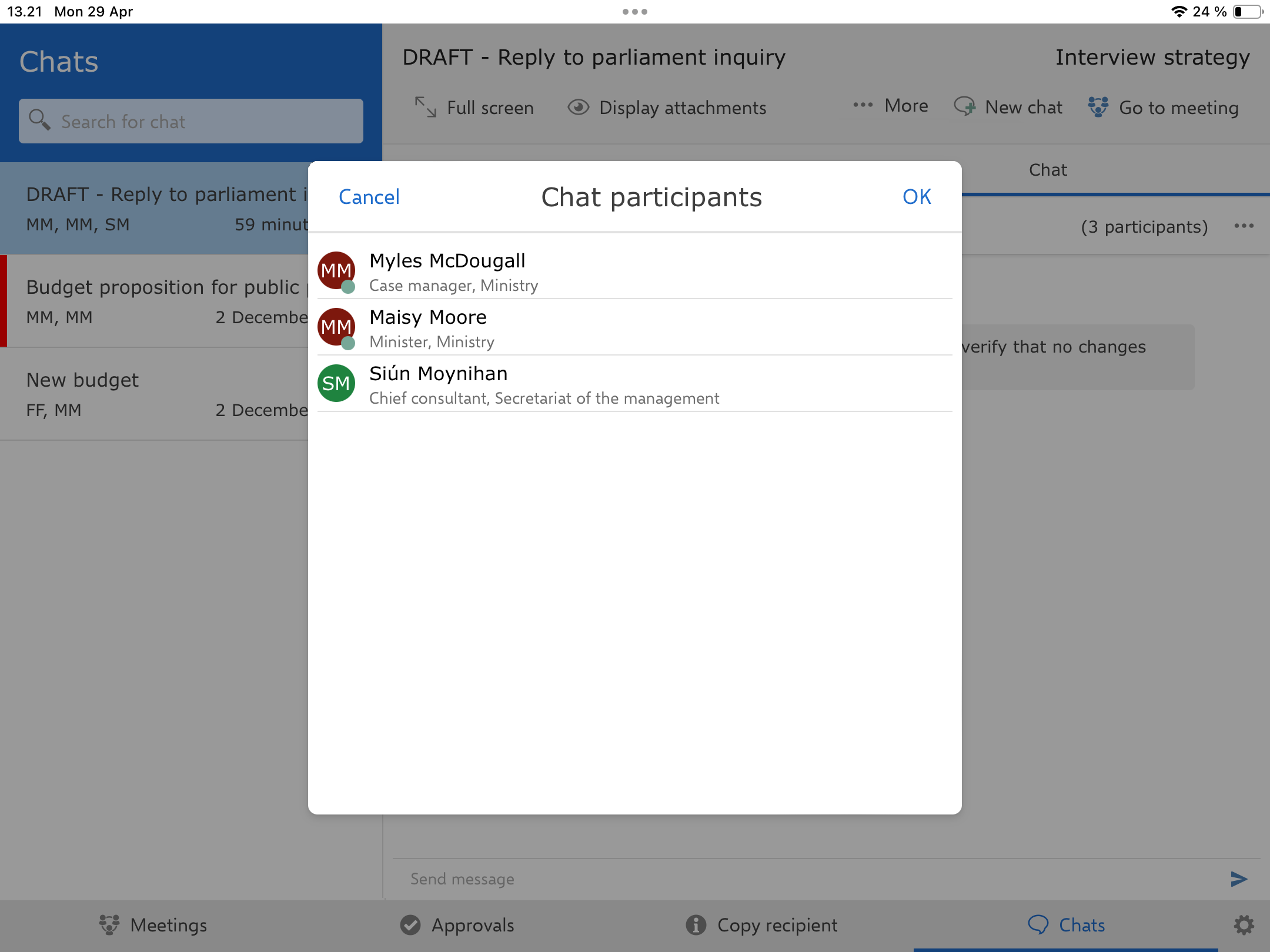 chats participants status