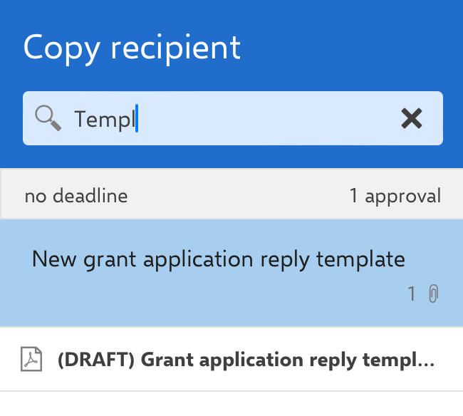 copy recipient search