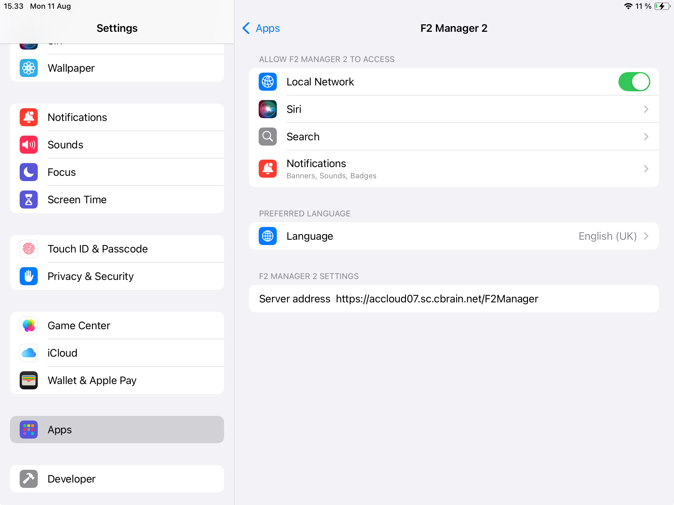 ipad settings