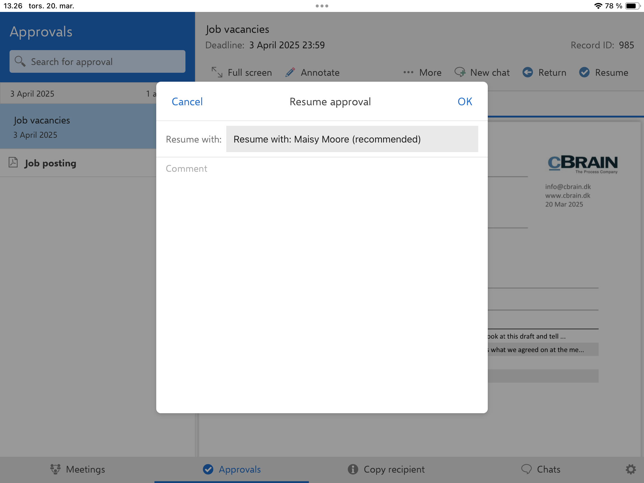 manager 2 resume approval