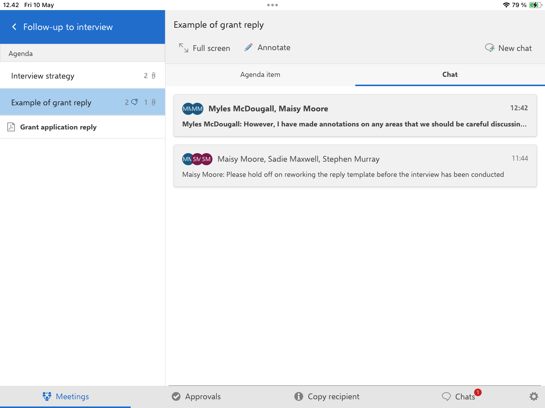 meetings chat overview