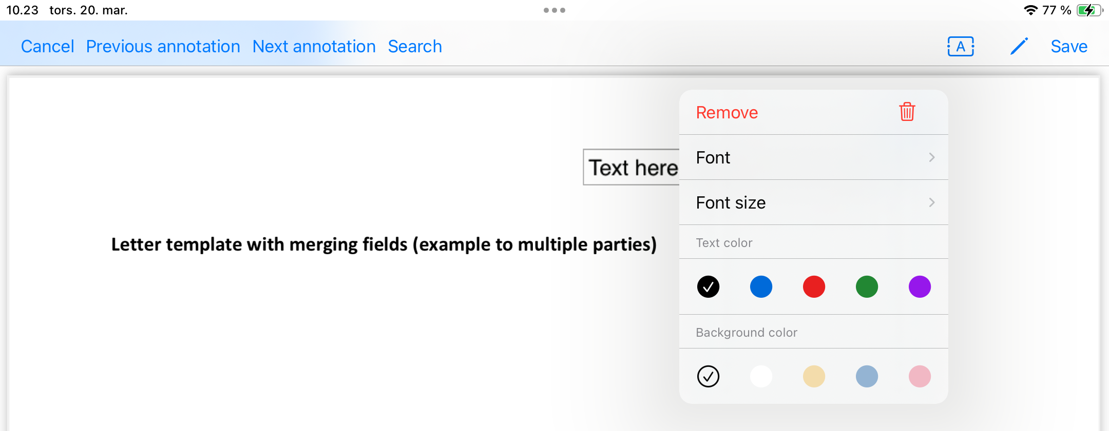 textbox menu