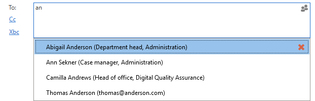 recipient suggestions