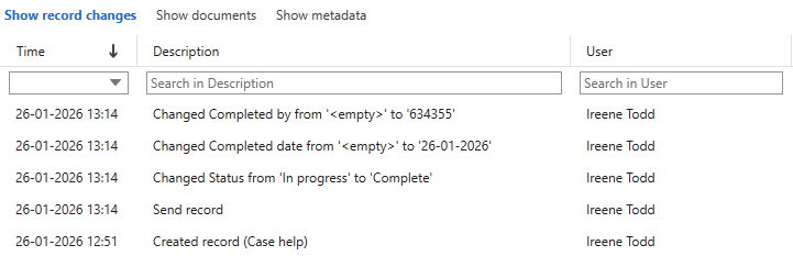 record history show changes