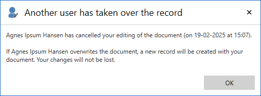 record taken over