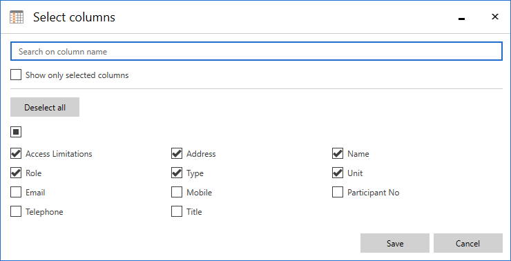 select columns