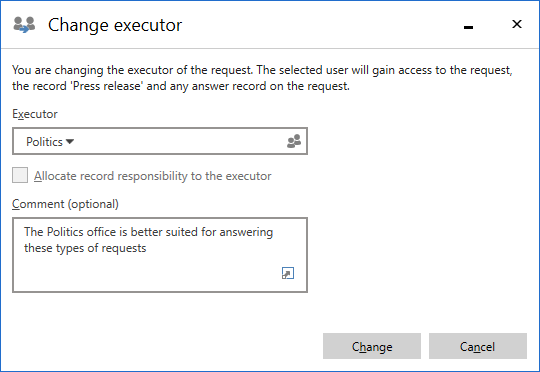 change executor