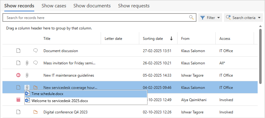 display attached documents