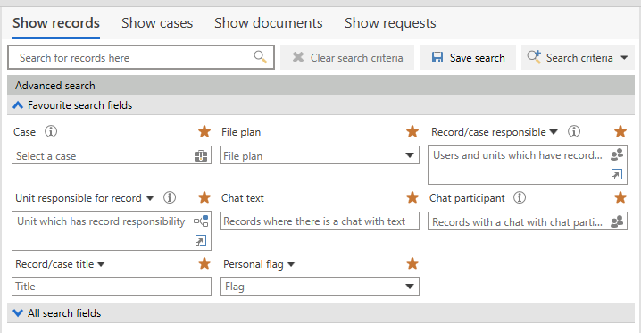 favourite search fields example