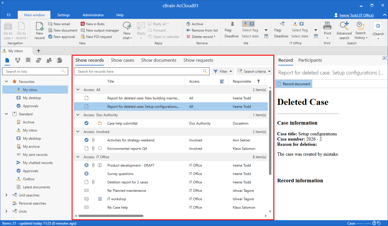 result list