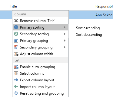 right click sort