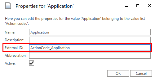 external id action code