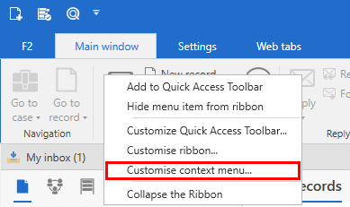 customise right click menu item