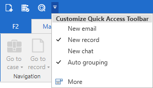 quick access context menu