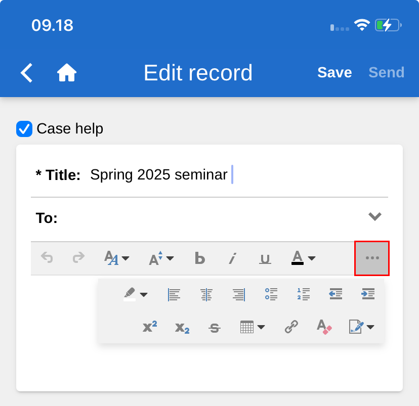 record document expand toolbar